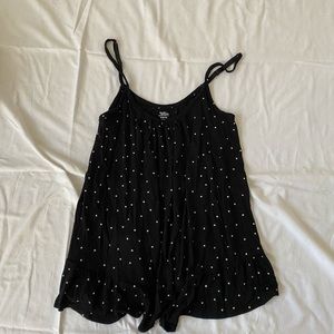 EUC - Sleeping tank top; black with white polka dots